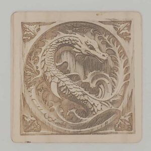 Dragon 3D Engraved Wood Coaster