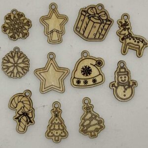 Unfinished Holiday Christmas Charm Pack - 50 pieces - 1 inch size